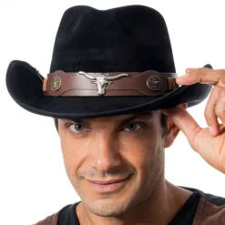 CHAKS Cowboyhat Suede Sort - Kostumetema|Hatte