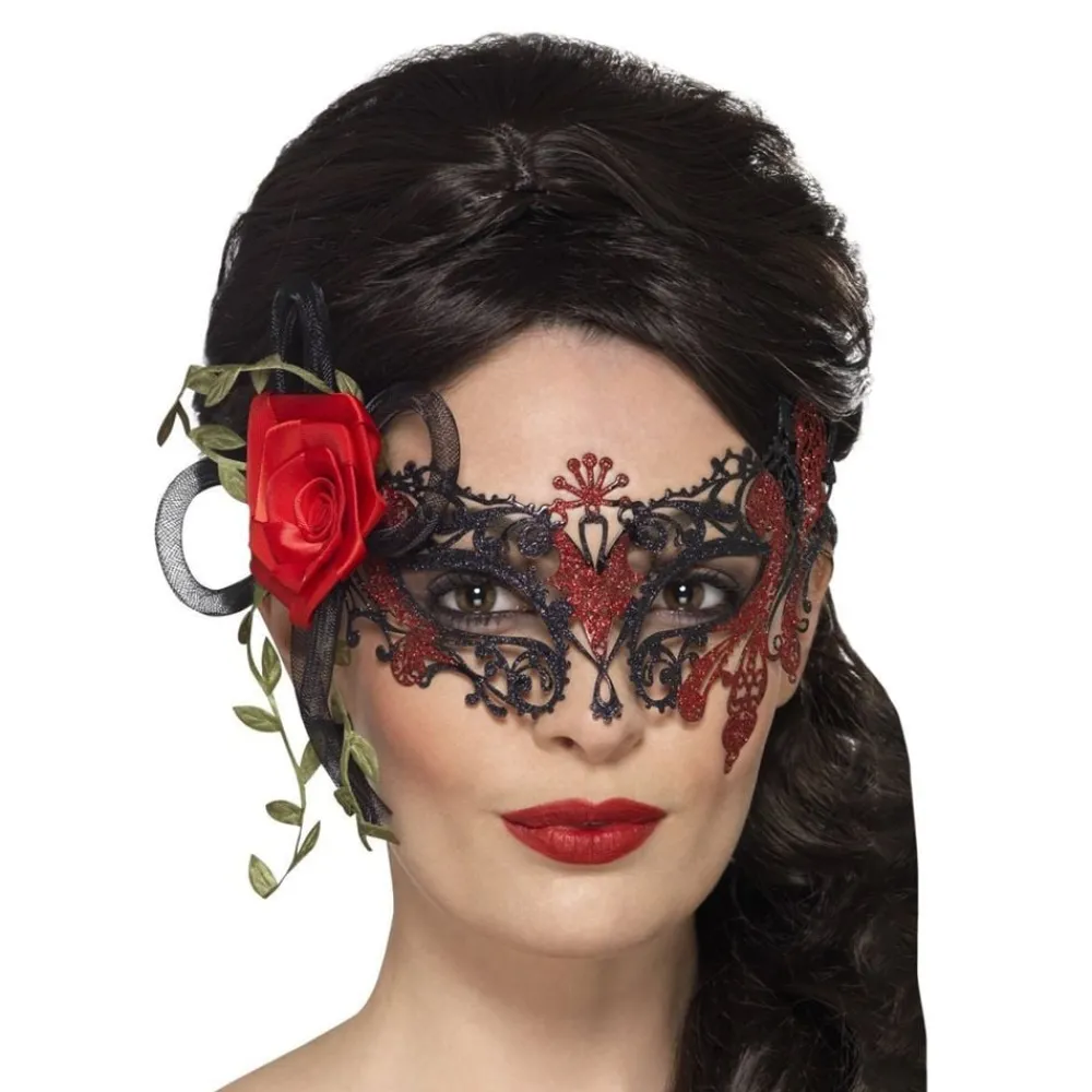Online Rubies Netherland B.V. Day of the Dead Øjemaske med Rose
