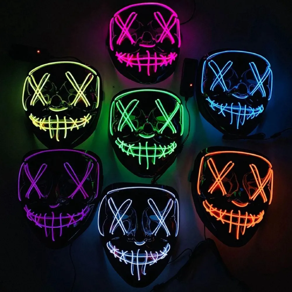 Widmann S.r.l. El Wire Purge LED Maske - Tøj|Merchandise