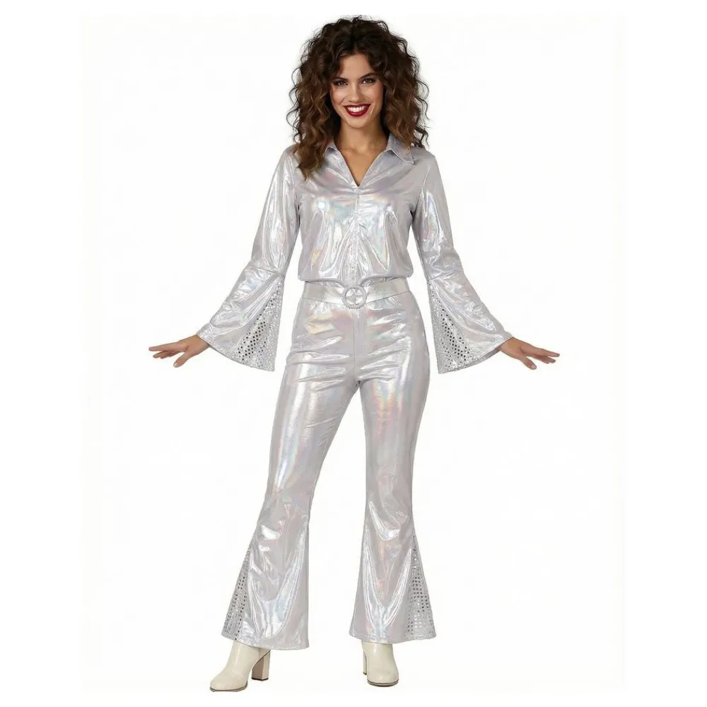 Discount Fiestas Guirca, S.L 70'er Disco Dame Sølv Kostume