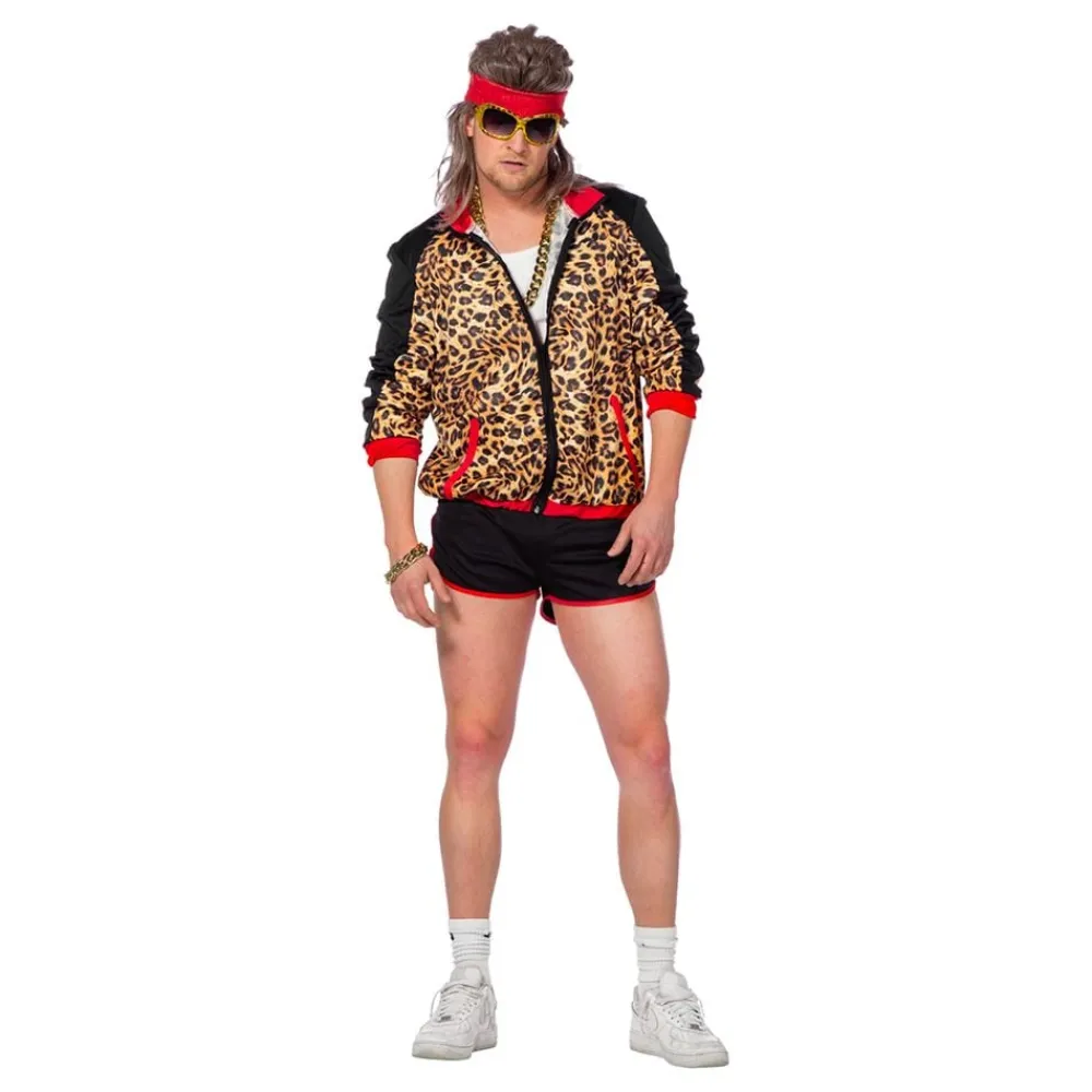 Wilbers Karnaval B.V. 80'er Træningssæt Leopard Herrekostume - Udklædningskostumer|Kostumetema