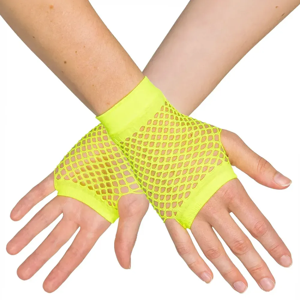 Best Boland Party Partners B.V. 80’er UV Fingerløse Korte Neongule Net-handsker