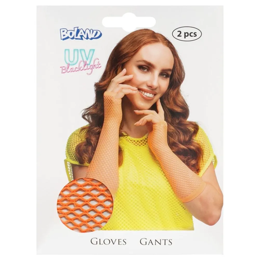 Hot Boland Party Partners B.V. 80’er UV Lange Fingerløse Net-handsker Neonorange