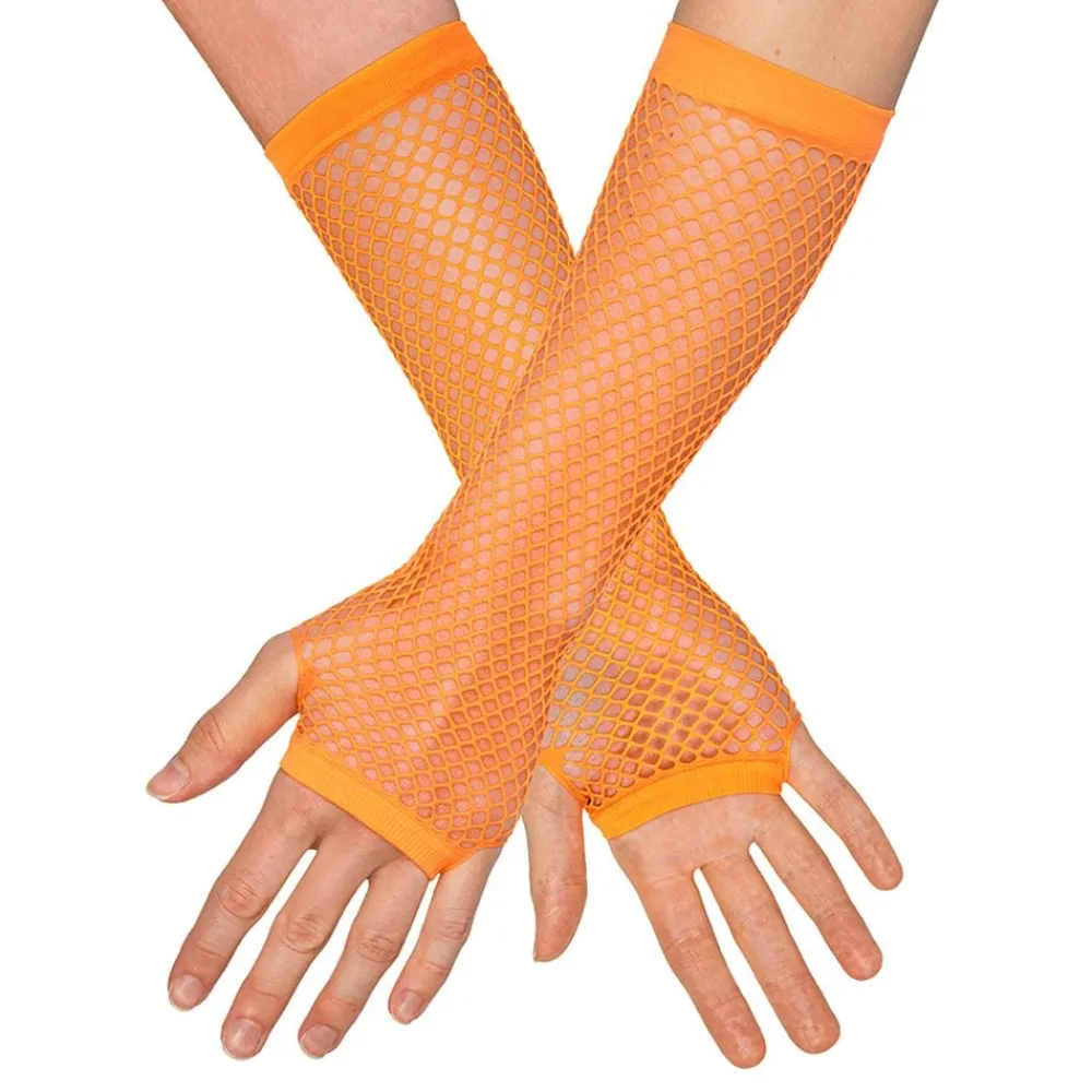 Hot Boland Party Partners B.V. 80’er UV Lange Fingerløse Net-handsker Neonorange