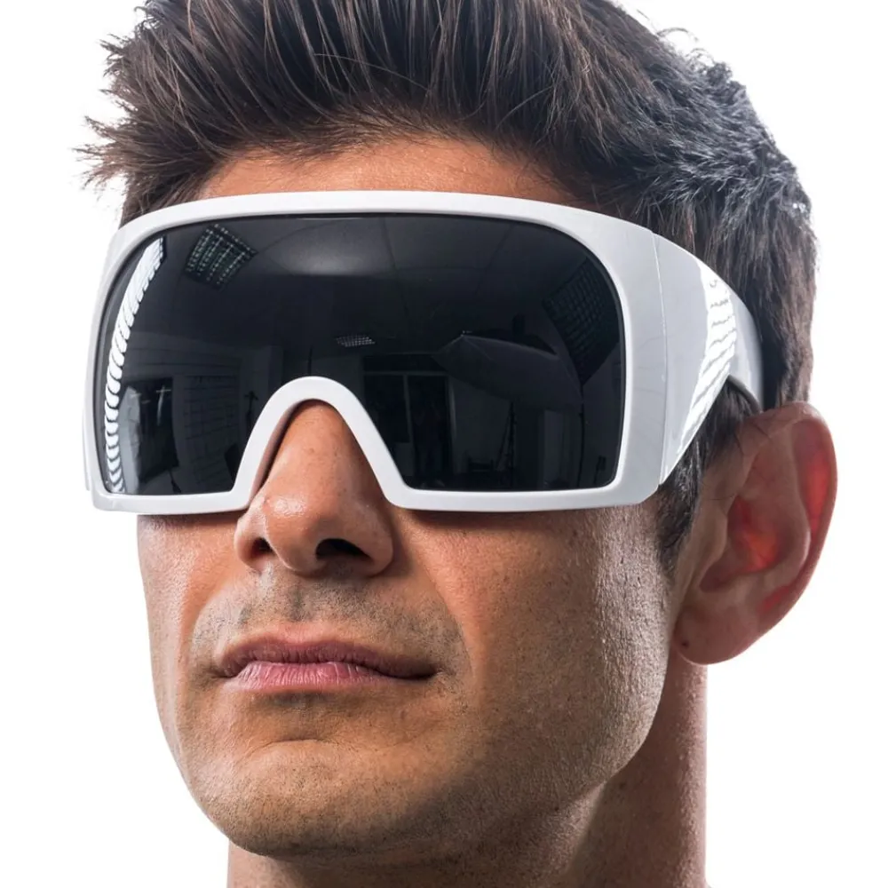 CHAKS Festivalbriller Cyber Hvid med Spejlvisir - Tøj|Accessories