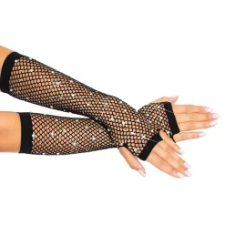 Leg Avenue Europe Fingerløse Handsker med Strass Sort - Tøj|Tilbehør
