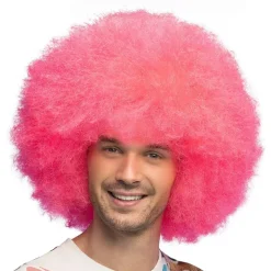 Boland Party Partners B.V. Fluffy Neonlyserød Paryk - Oppyntning|Parykker