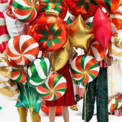 PartyDeco sp. z o.o. Foleballon Sukkerstok Hvid/Rød - Balloner