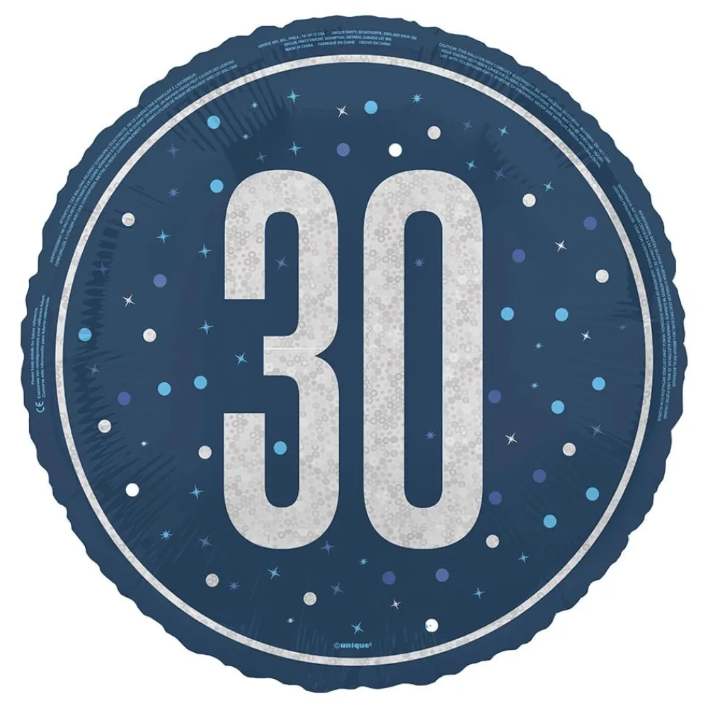 Sale Unique UK Inc t/as Unique Party Folieballon 30 Blå/Sølv