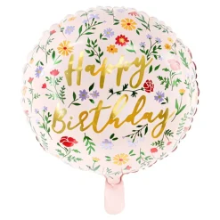 PartyDeco sp. z o.o. Folieballon "Happy Birthday" Blomster - Balloner