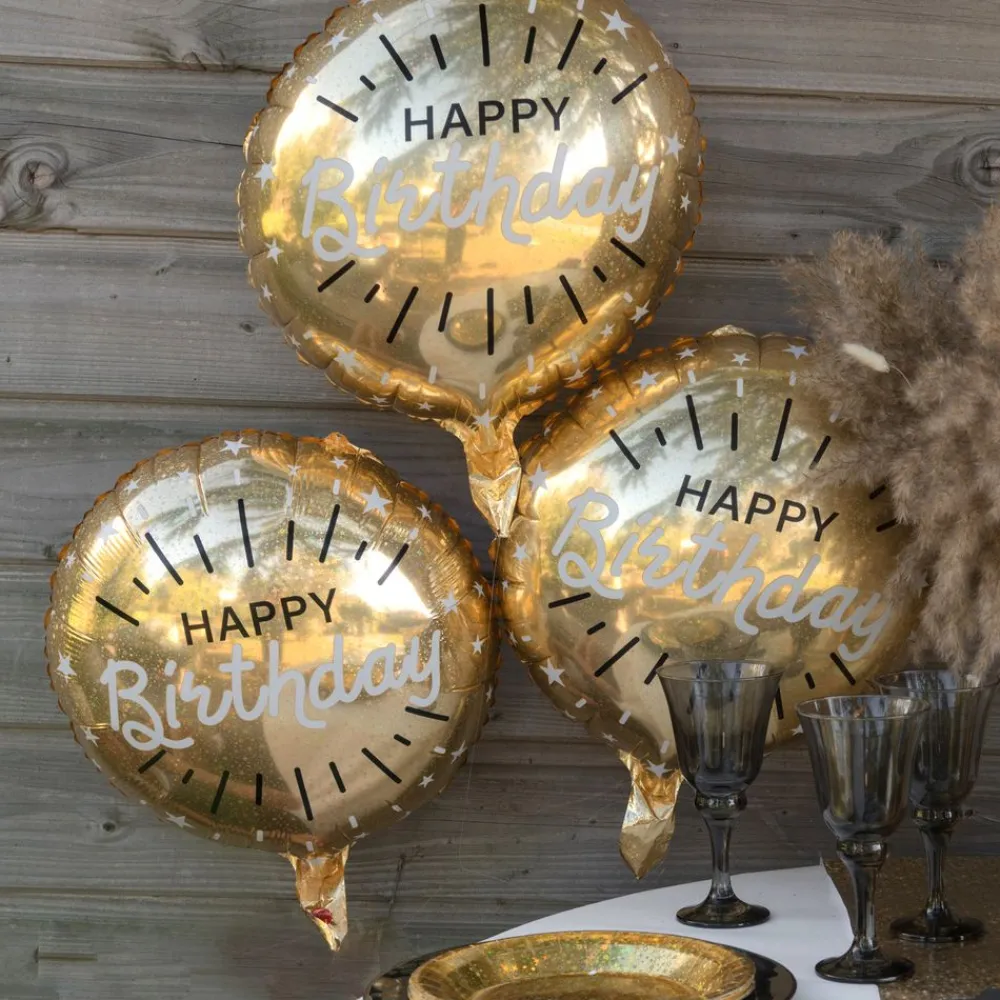 New Santex Folieballon Happy Birthday Guld