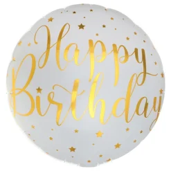 Hot Santex Folieballon Happy Birthday Hvid/Guld