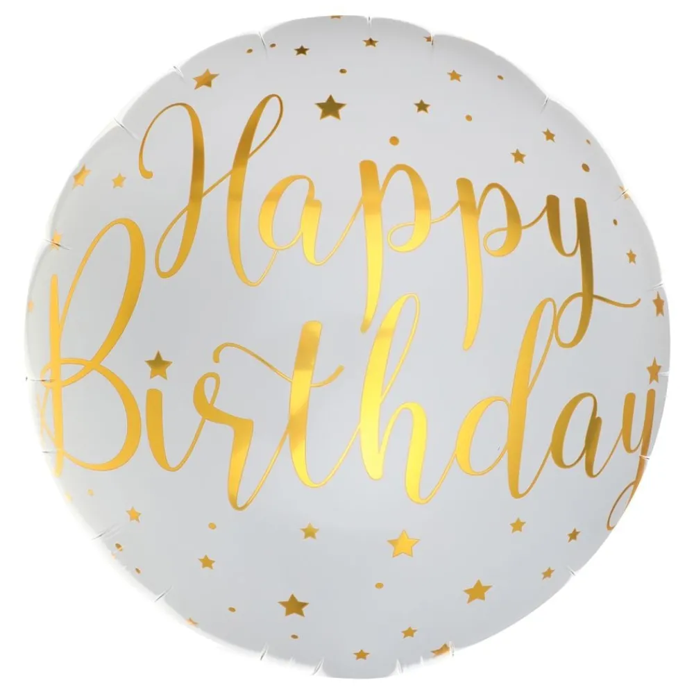 Hot Santex Folieballon Happy Birthday Hvid/Guld