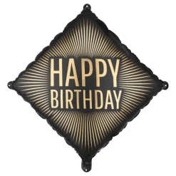 Online PartyDeco sp. z o.o. Folieballon Happy Birthday Sort/Guld