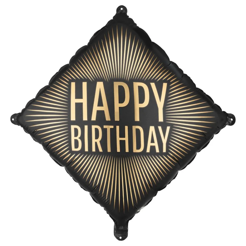 Online PartyDeco sp. z o.o. Folieballon Happy Birthday Sort/Guld