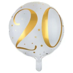 Santex Folieballon 20 Hvid/Guld - Balloner