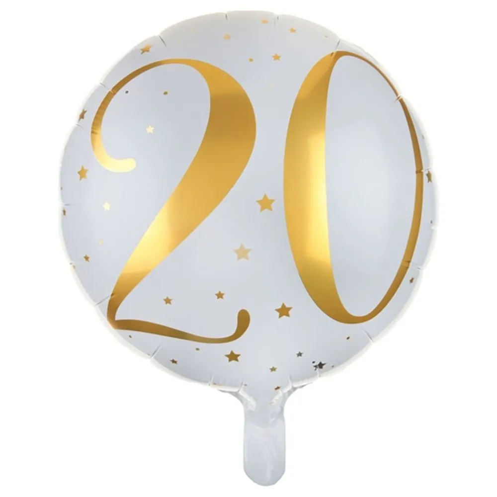 Santex Folieballon 20 Hvid/Guld - Balloner