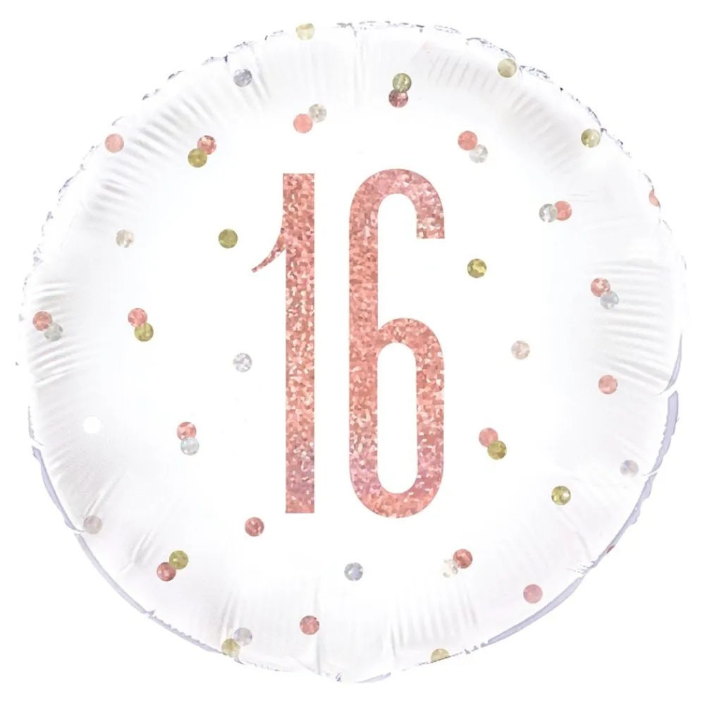 Unique UK Inc t/as Unique Party Folieballon 16 Hvid/Rosaguld Prikket - Balloner