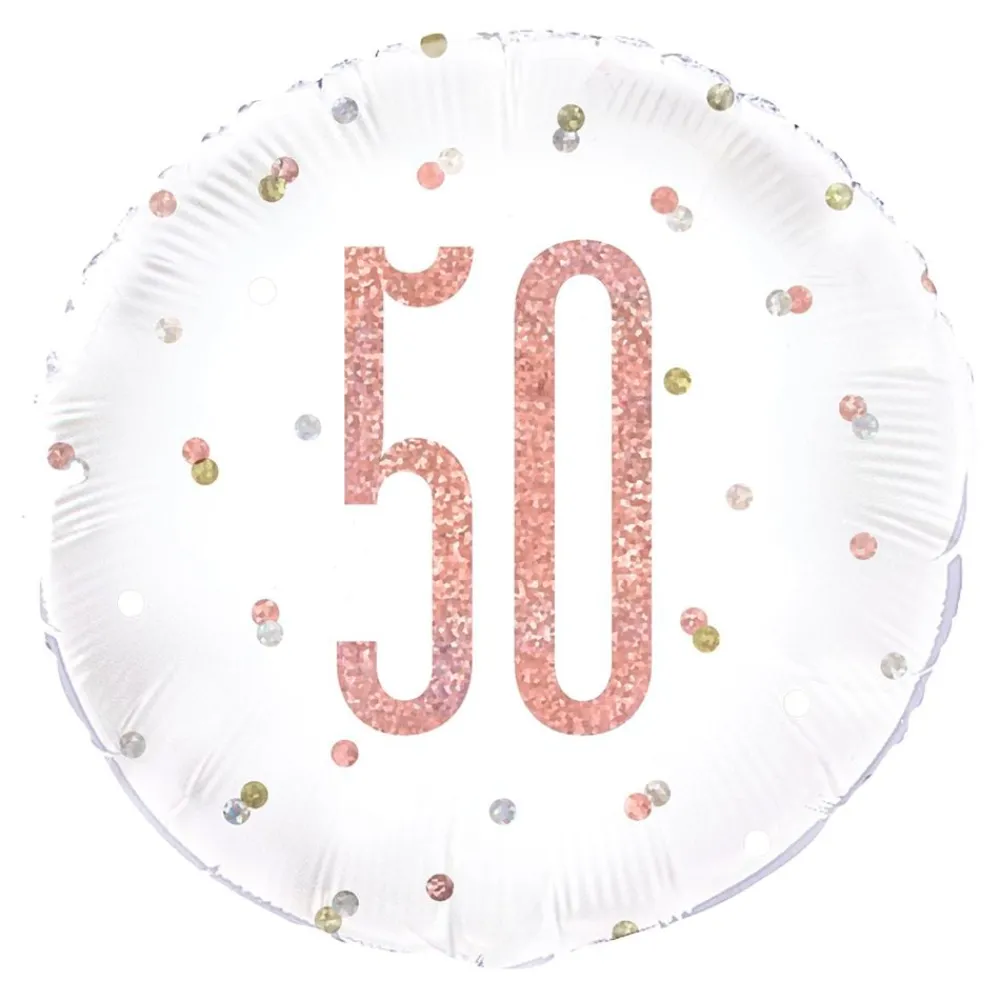 New Unique UK Inc t/as Unique Party Folieballon 50 Hvid/Rosaguld Prikket