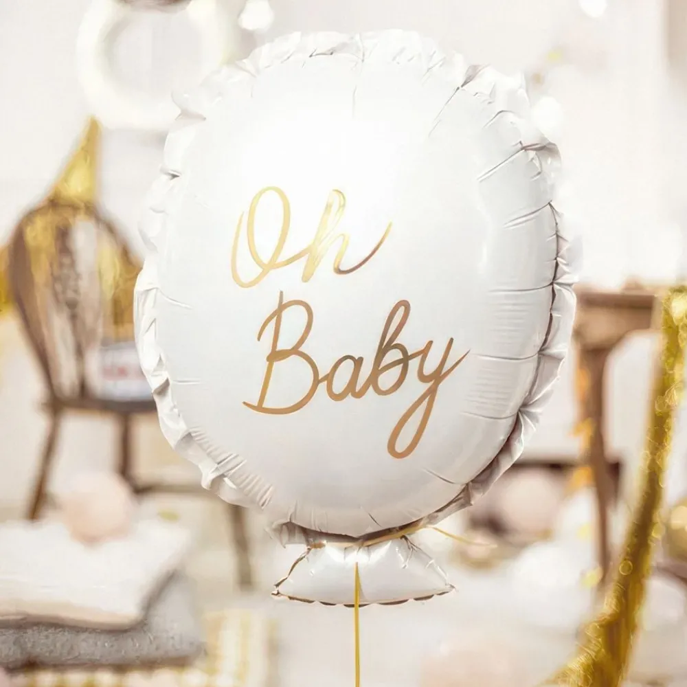 PartyDeco sp. z o.o. Folieballon Oh Baby Hvid - Balloner