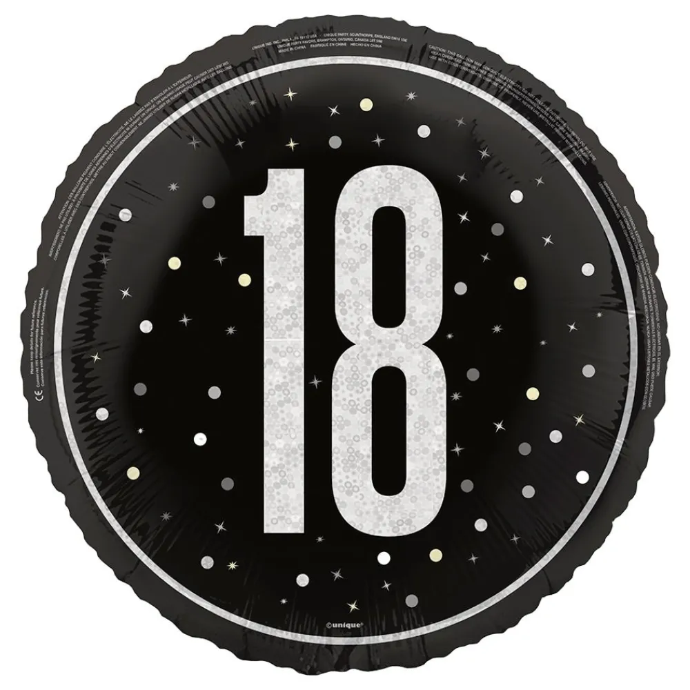 Unique UK Inc t/as Unique Party Folieballon 18 Sort/Sølv - Balloner
