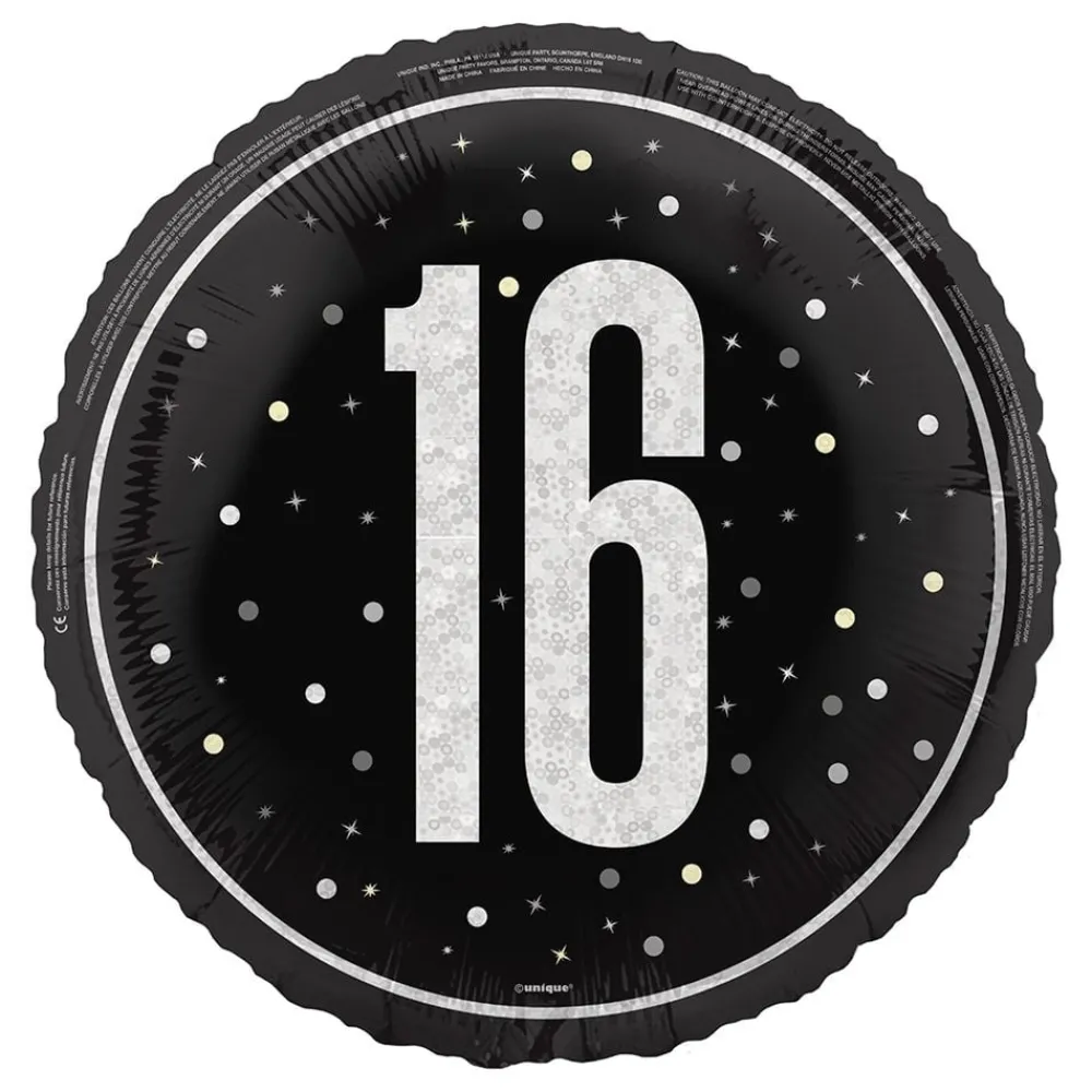 Unique UK Inc t/as Unique Party Folieballon 16 Sort/Sølv
