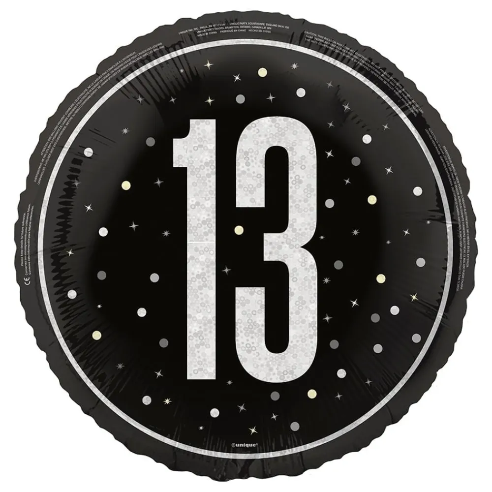 Unique UK Inc t/as Unique Party Folieballon 13 Sort/Sølv - Balloner