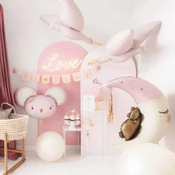 Discount PartyDeco sp. z o.o. Folieballon Teddybjørn på Måne Lyserød