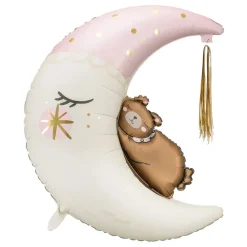 Discount PartyDeco sp. z o.o. Folieballon Teddybjørn på Måne Lyserød