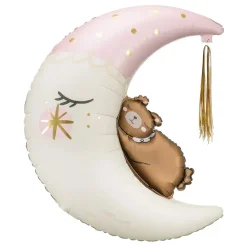 Discount PartyDeco sp. z o.o. Folieballon Teddybjørn på Måne Lyserød