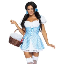 Best Leg Avenue Europe Gingham Lyseblå Kjole Kostume Deluxe