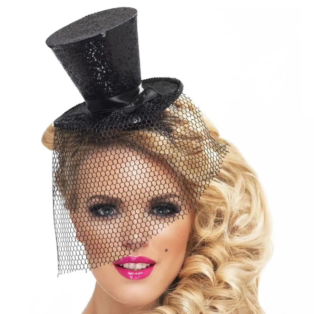 Rubies Netherland B.V. Glitrende Minihat Sort - Kostumetema|Hatte