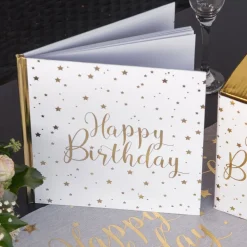 Online Santex Gæstebog Happy Birthday Hvid/Guld