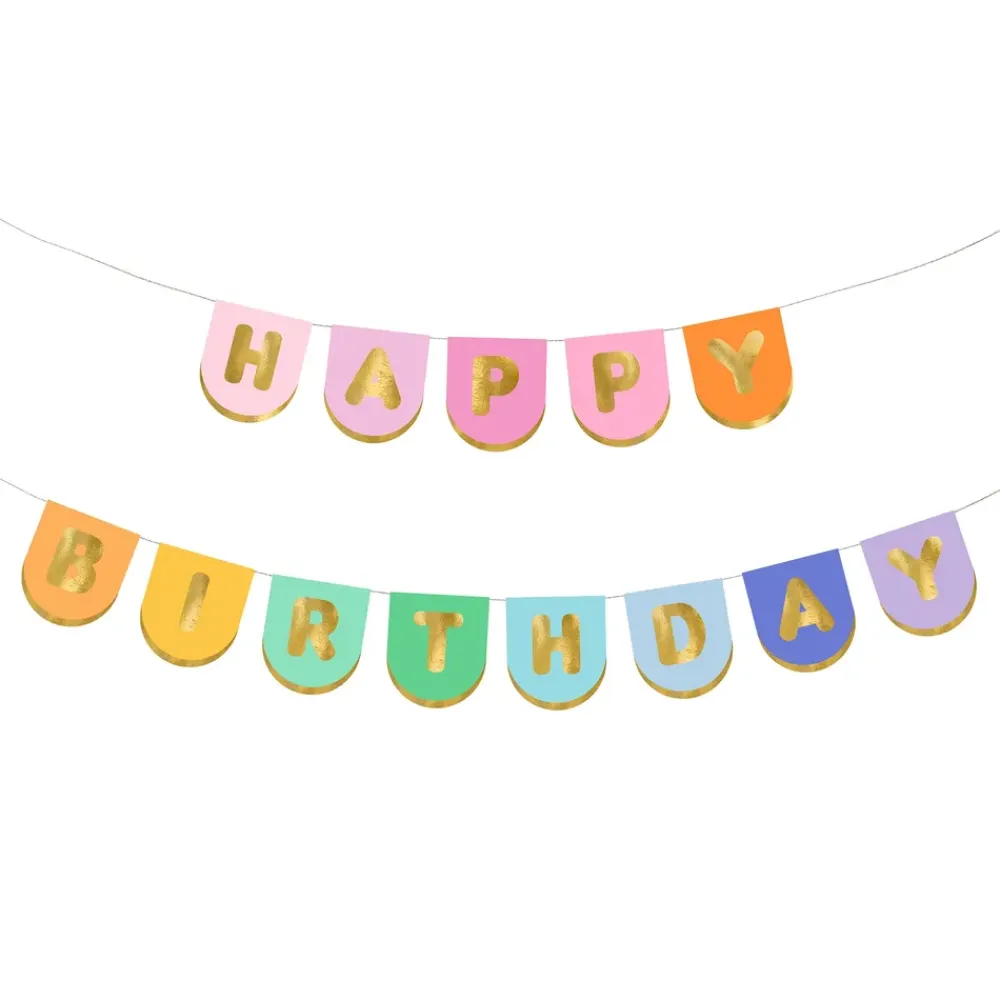 PartyDeco sp. z o.o. Guirlande Happy Birthday Flerfarvet - Oppyntning
