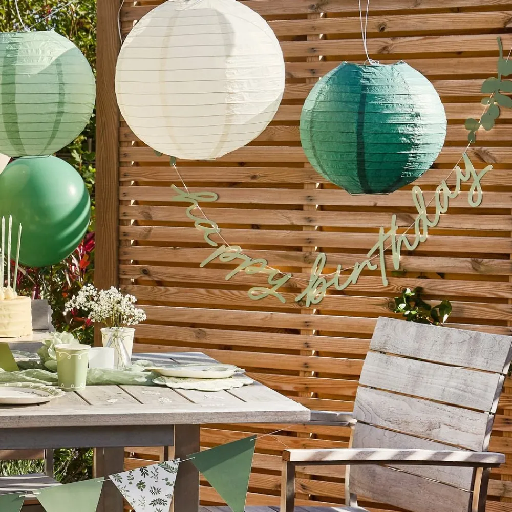 CG Global Products Ltd Guirlande Happy Birthday Grønne Blade Botanic - Oppyntning