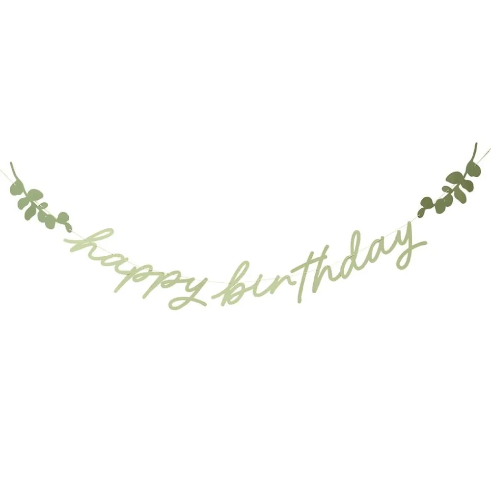 CG Global Products Ltd Guirlande Happy Birthday Grønne Blade Botanic - Oppyntning
