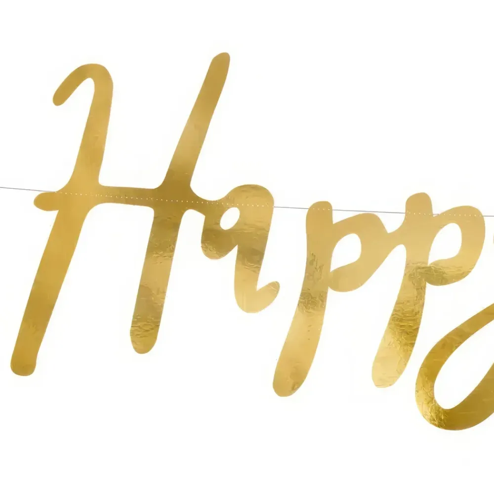 PartyDeco sp. z o.o. Guirlande Happy Birthday Guld Metallic - Oppyntning