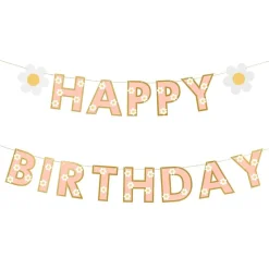 PartyDeco sp. z o.o. Guirlande Happy Birthday med Blomster - Oppyntning