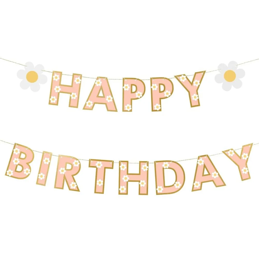 PartyDeco sp. z o.o. Guirlande Happy Birthday med Blomster - Oppyntning