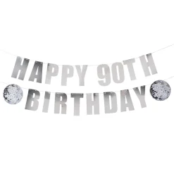 CG Global Products Ltd Guirlande Happy Birthday Silver Disco Personlig
