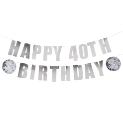 CG Global Products Ltd Guirlande Happy Birthday Silver Disco Personlig