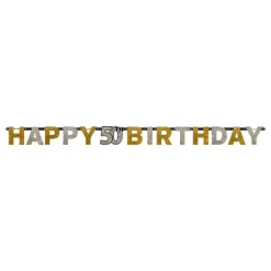 Hot Reithmüller Europe GmbH Guirlande 50 Happy Birthday Sølv/Guld Glitter
