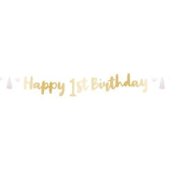 Reithmüller Europe GmbH Guirlande Happy 1st Birthday Lyserød/Guld - Oppyntning