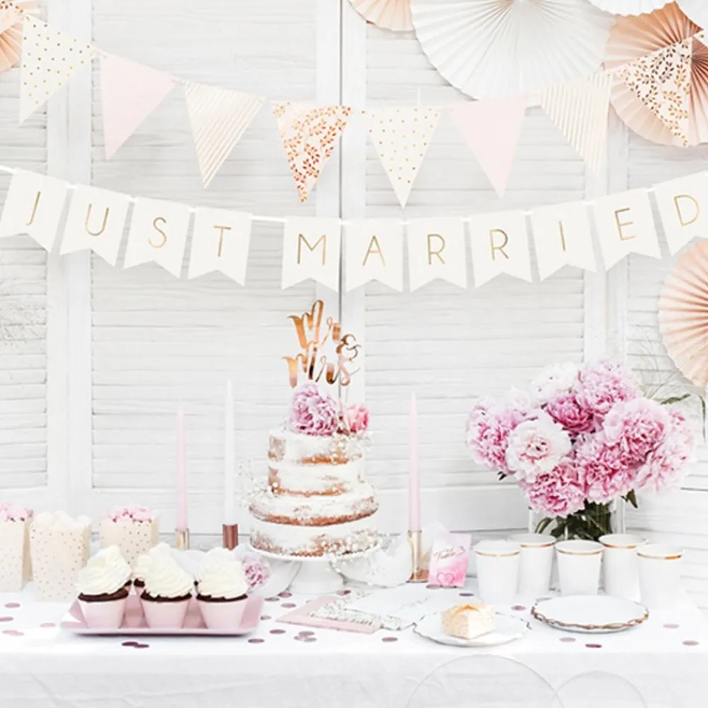 Discount PartyDeco sp. z o.o. Guirlande Just Married Hvid/Guld