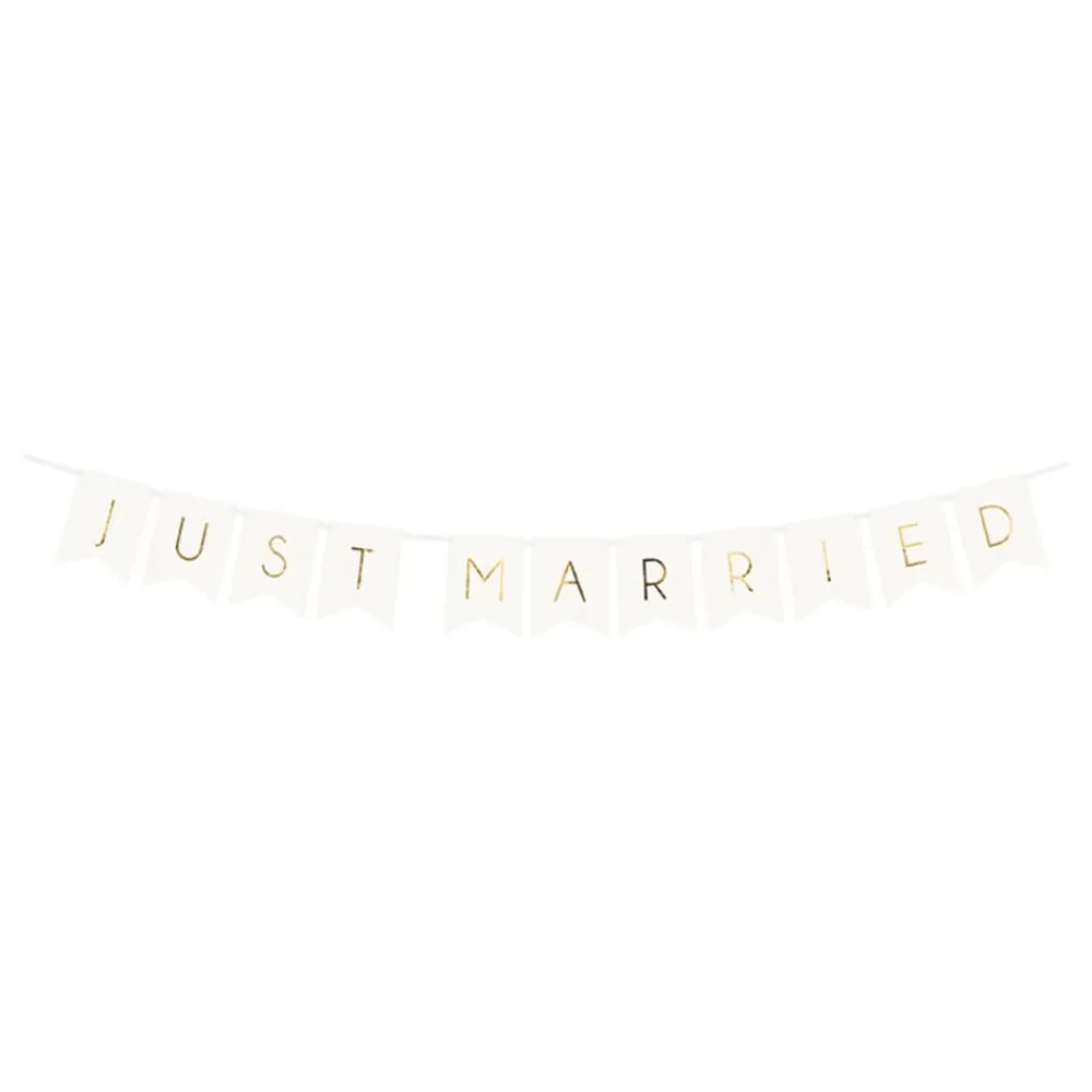 Discount PartyDeco sp. z o.o. Guirlande Just Married Hvid/Guld