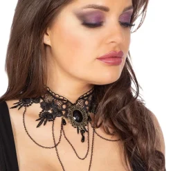 Discount Wilbers Karnaval B.V. Halskæde Choker Sort med Kæder