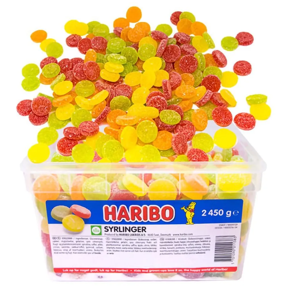 ERT Godis AB Haribo Syrlinger Løsvægt i Plastbøtte - Slik