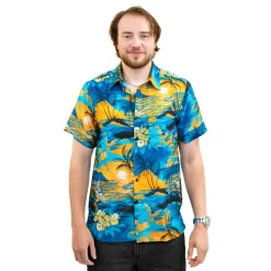 Netshirt Group AB Hawaiiskjorte Herre Ocean Blue - Tøj|Kostumetema