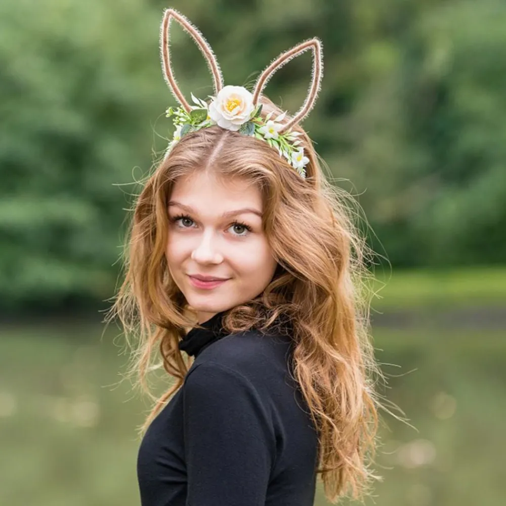 CHAKS Hårbøjle Kaninører med Blomster