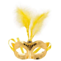 Clearance Folat B.V. Øjenmaske med Fjer Guld Metallic